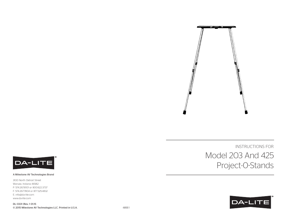 Da-Lite Project-O-Stand User Manual | 2 pages