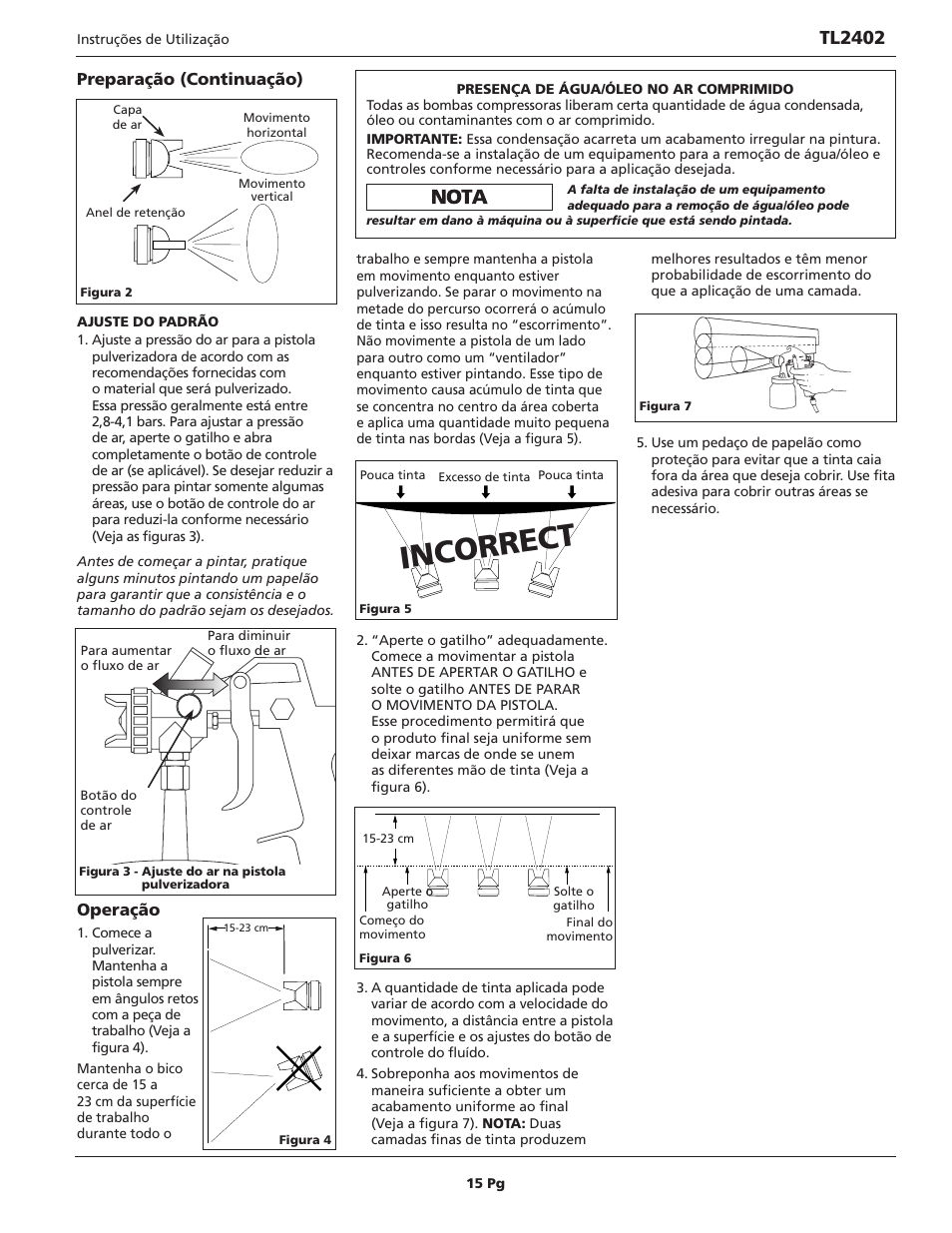 Incorrect, Tl2402, Preparação (continuação) | Operação | Campbell Hausfeld TL2402 User Manual | Page 15 / 28