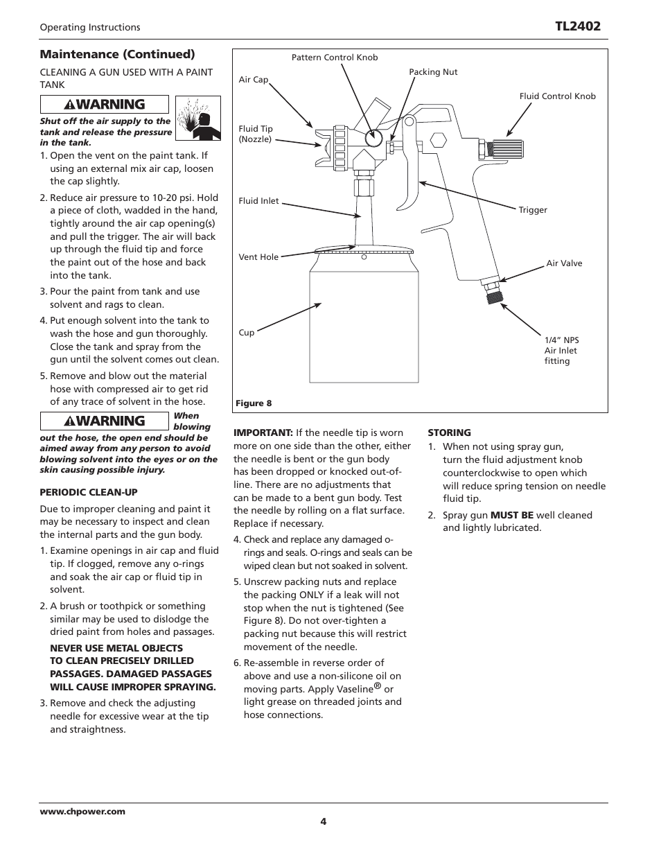 Tl2402, Maintenance (continued) | Campbell Hausfeld TL2402 User Manual | Page 4 / 28