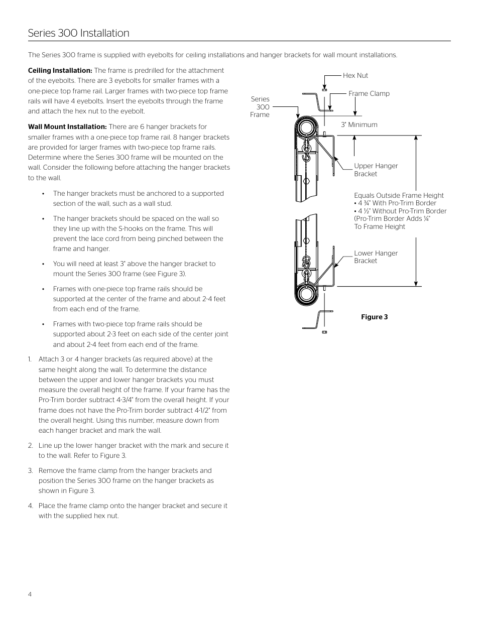 Series 300 installation | Da-Lite Curved Series 200 Lace and Grommet Frame User Manual | Page 4 / 8