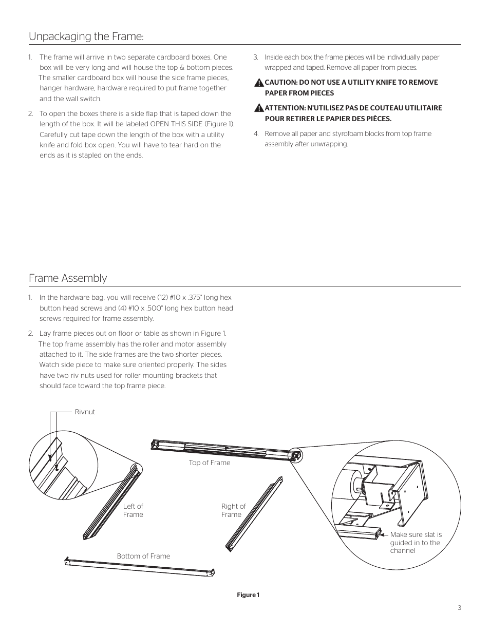 Unpackaging the frame: frame assembly | Da-Lite Dual Format Imager User Manual | Page 3 / 12