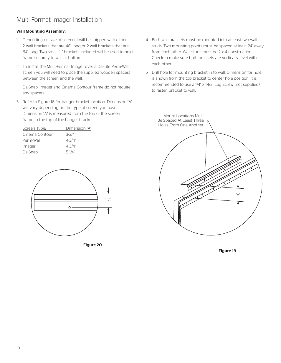 Multi format imager installation | Da-Lite Multi Format Imager User Manual | Page 10 / 20