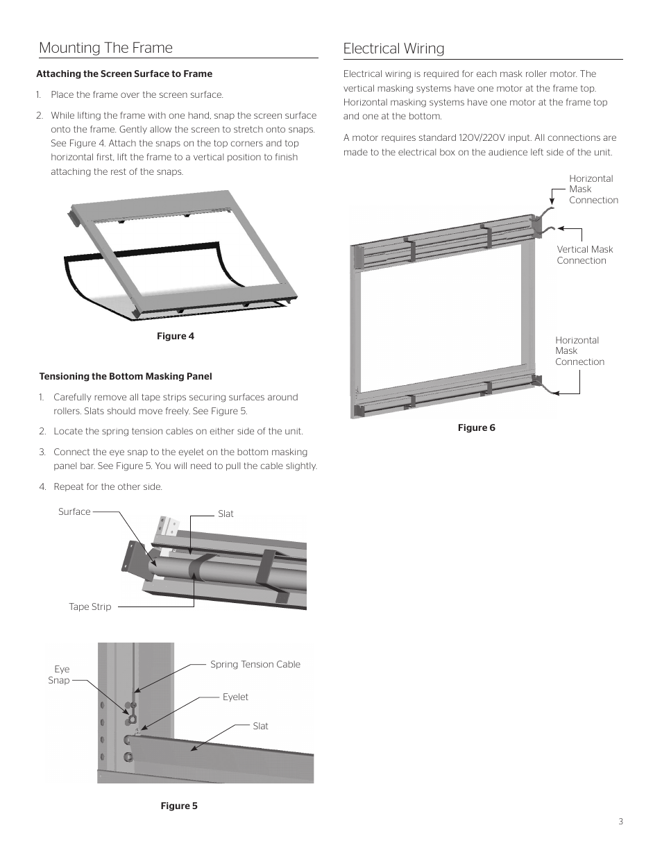 Mounting the frame, Electrical wiring | Da-Lite Multi Mask Imager User Manual | Page 3 / 8