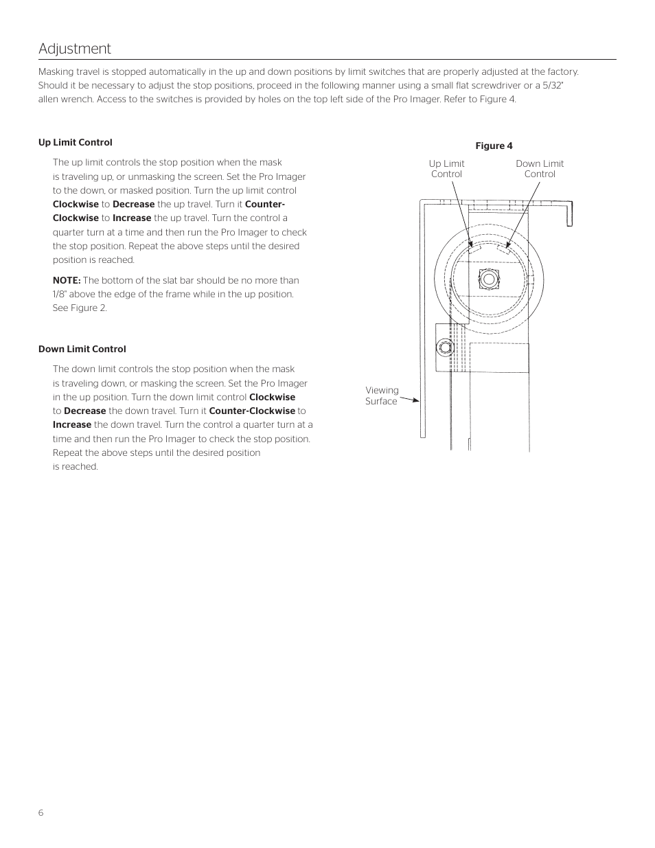 Adjustment | Da-Lite Pro Imager Horizontal Masking System User Manual | Page 6 / 8