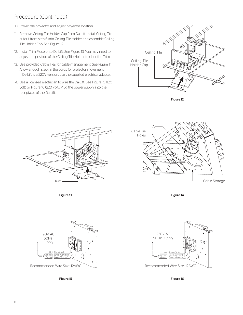 Procedure (continued) | Da-Lite Da-Lift Pivot Motorized Projector Lift User Manual | Page 6 / 8