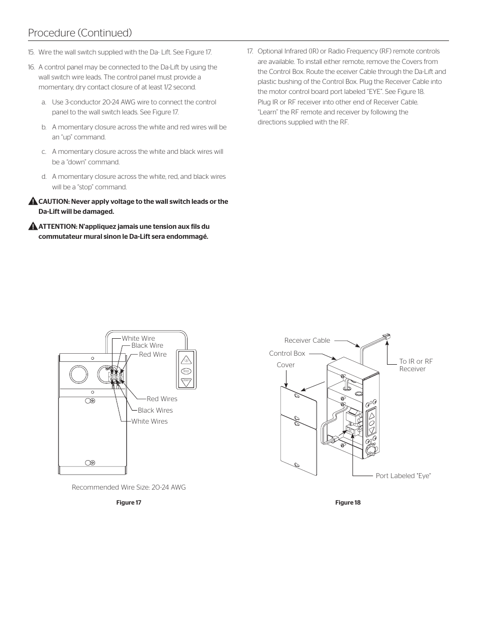 Procedure (continued) | Da-Lite Da-Lift Pivot Motorized Projector Lift User Manual | Page 7 / 8