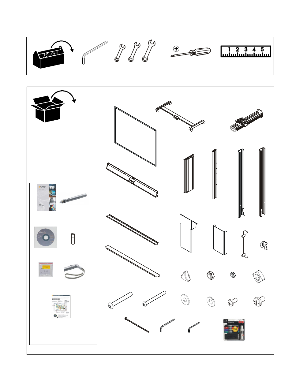 Tools required for installation parts | Da-Lite IDEA Interactive Cart User Manual | Page 5 / 12