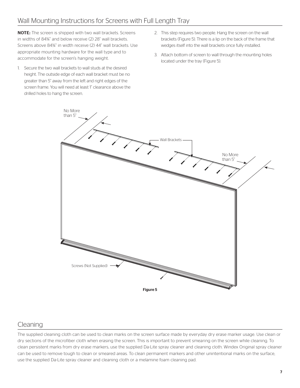 Cleaning | Da-Lite IDEA Screen User Manual | Page 7 / 8