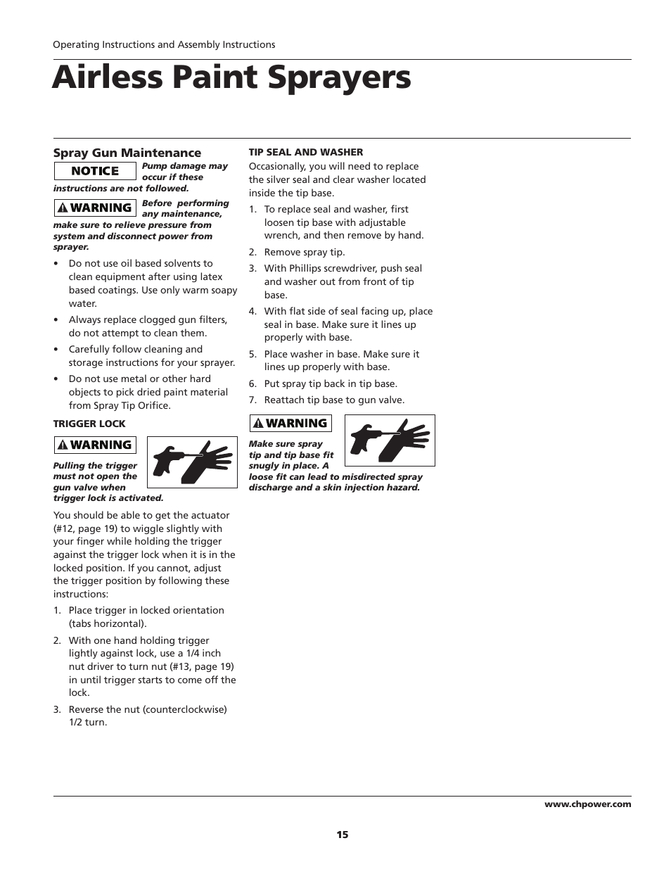 Airless paint sprayers | Campbell Hausfeld PS260E User Manual | Page 15 / 24