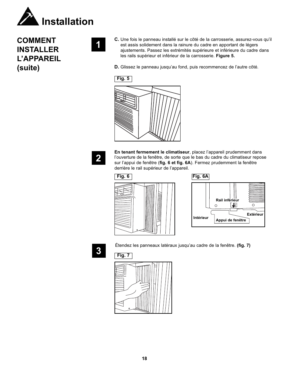 Installation, Comment installer l’appareil (suite) | Danby DAC10000 User Manual | Page 19 / 39