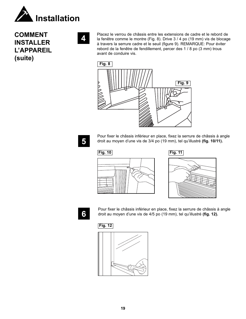 Installation, Comment installer l’appareil (suite) | Danby DAC10000 User Manual | Page 20 / 39