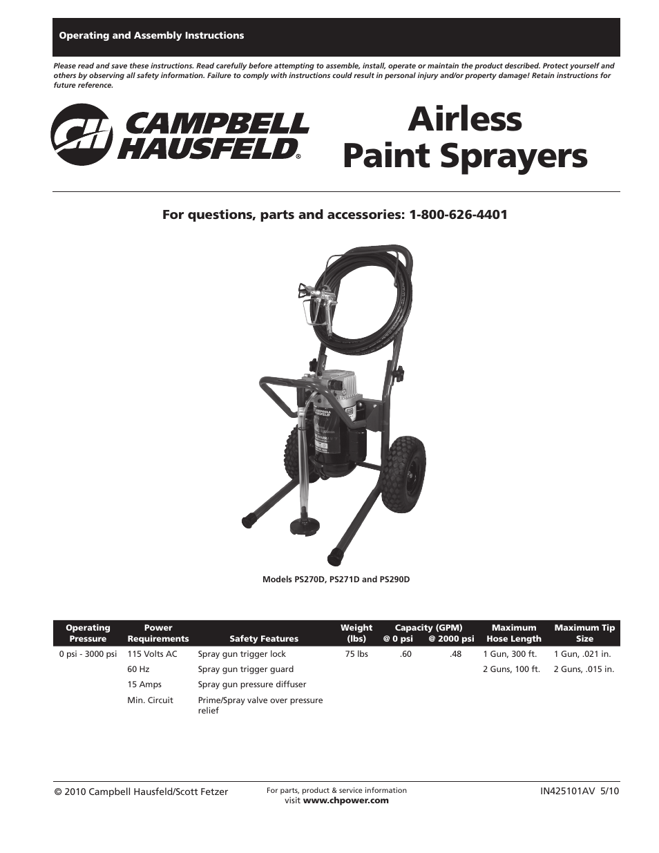 Campbell Hausfeld PS271D User Manual | 24 pages