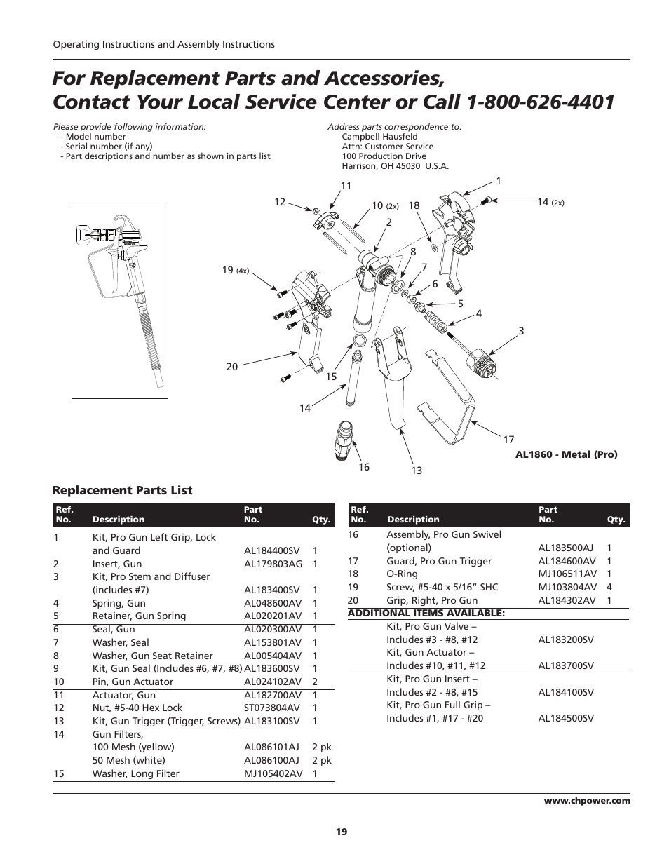 Campbell Hausfeld PS271D User Manual | Page 19 / 24