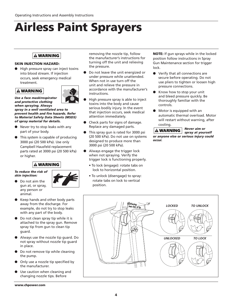 Airless paint sprayers | Campbell Hausfeld PS271D User Manual | Page 4 / 24