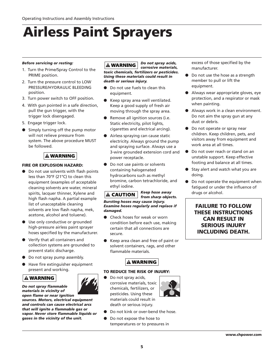 Airless paint sprayers | Campbell Hausfeld PS271D User Manual | Page 5 / 24