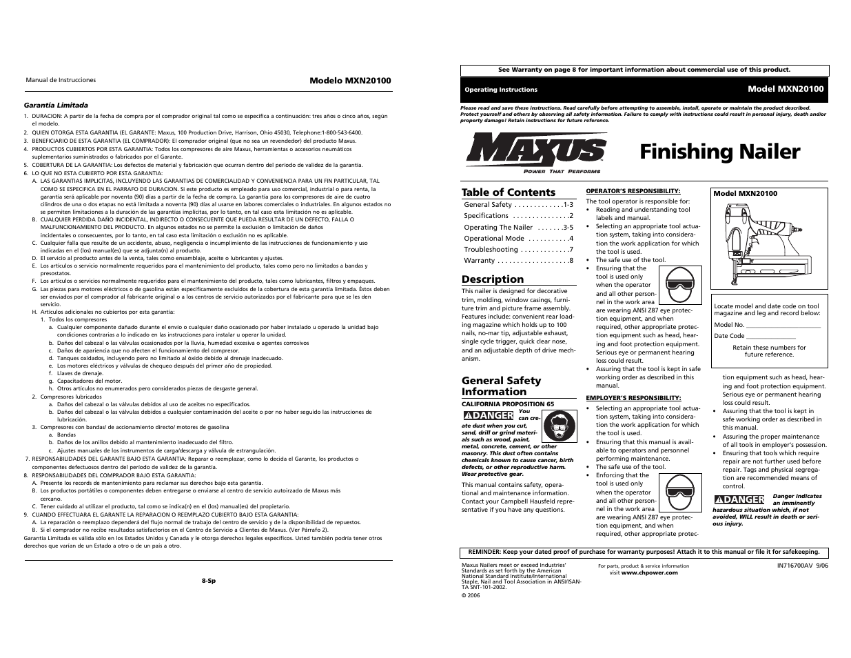 Campbell Hausfeld MXN20100 User Manual | 12 pages