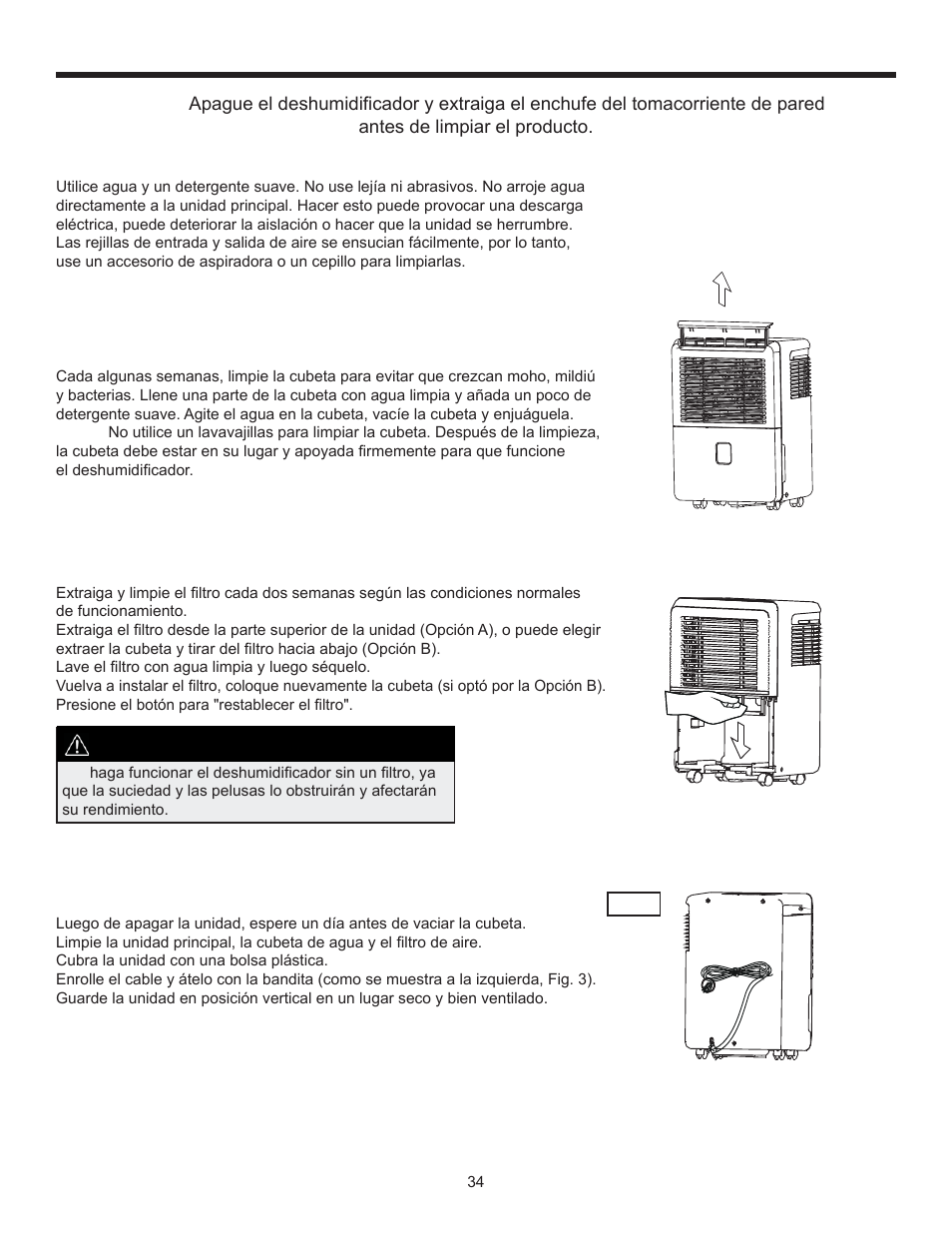 Cuidado y mantenimiento, Precaución | Danby DDR30B1GB User Manual | Page 36 / 39