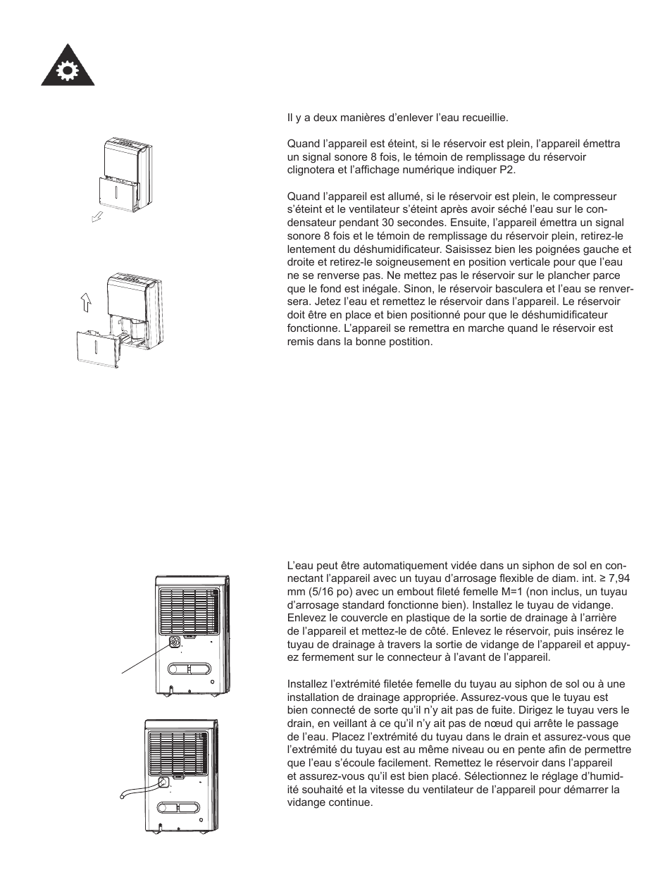 Consignes d’utilisation, Enlèvement de l’eau recueillie | Danby DDR45B3WP User Manual | Page 26 / 48