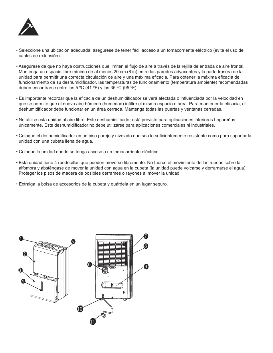 Instrucciones d’instalación, Ubicación, Características | Danby DDR45B3WP User Manual | Page 35 / 48