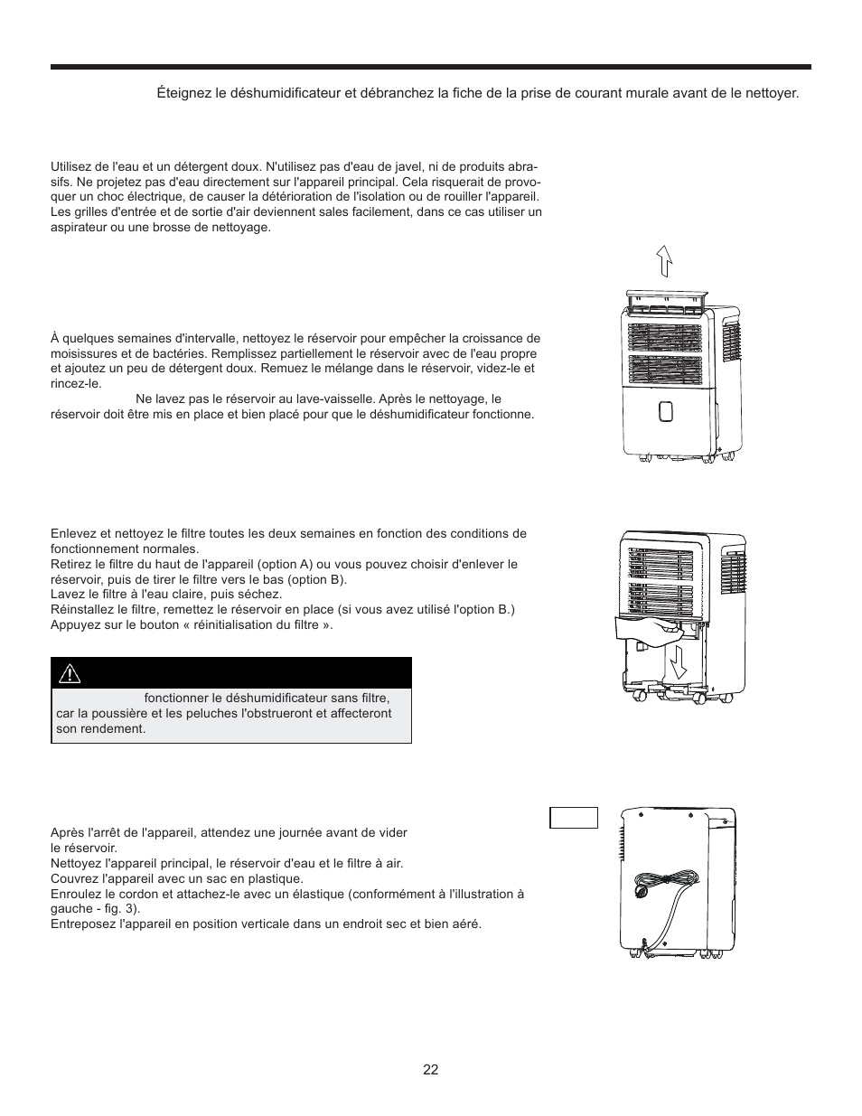 Soins et entretien, Mise en garde | Danby DDR70B1CP User Manual | Page 24 / 39