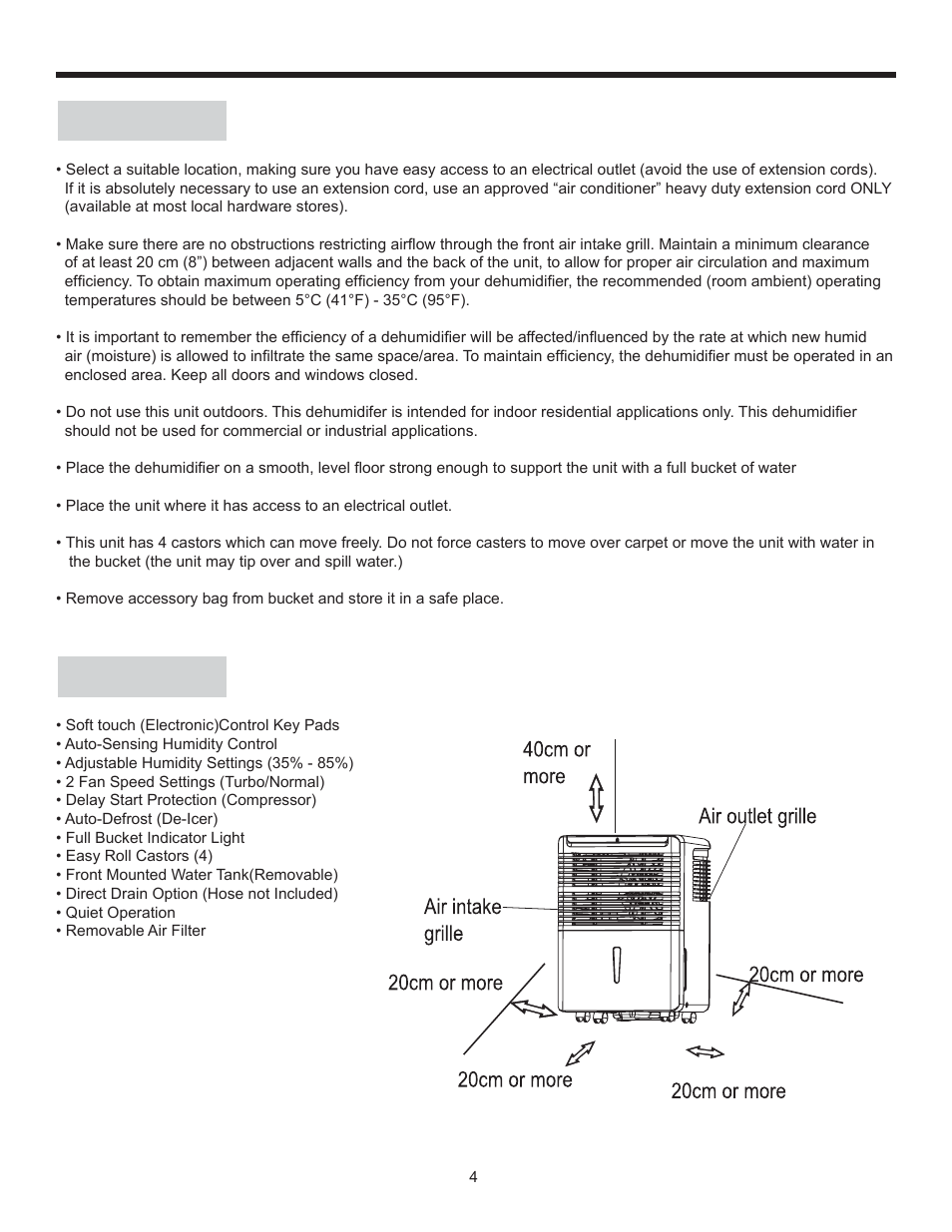 Installation instructions, Location, Features | Danby DDR70B1CP User Manual | Page 6 / 39