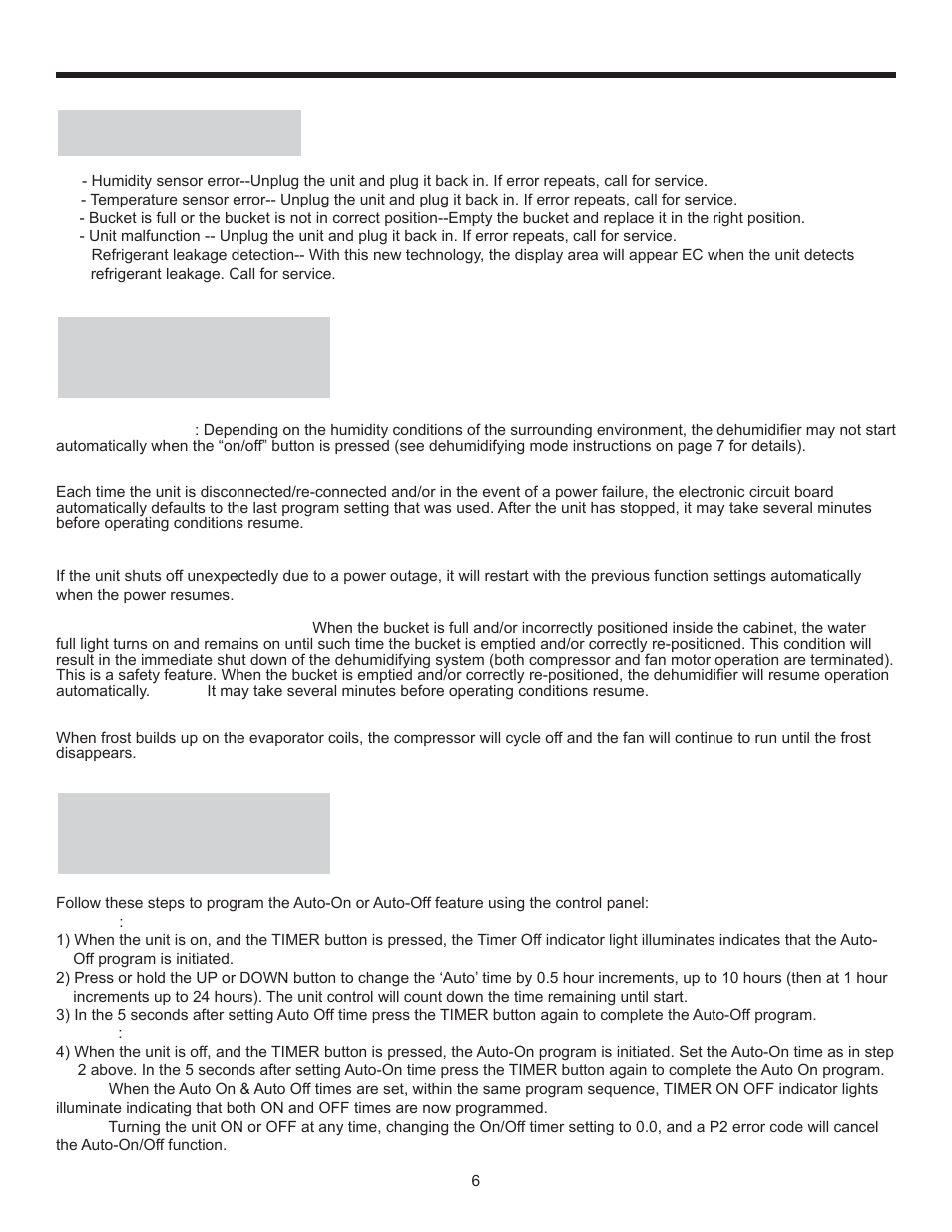 Operating instructions, Error codes, Indicator light functions | Timer functions | Danby DDR70B1CP User Manual | Page 8 / 39