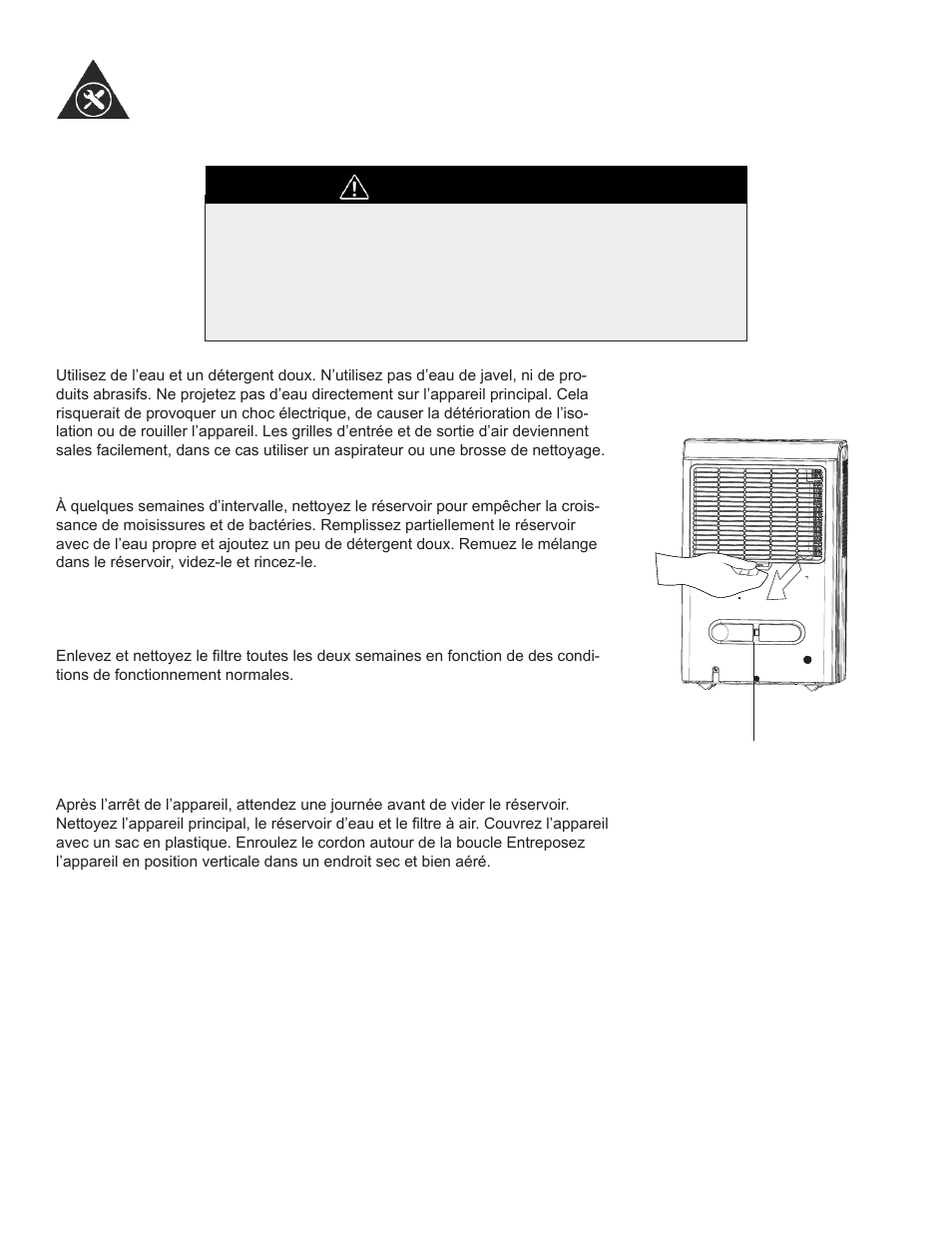 Soins et entretien, Avertissement, Nettoyage | Danby DDR60B3WP User Manual | Page 28 / 48