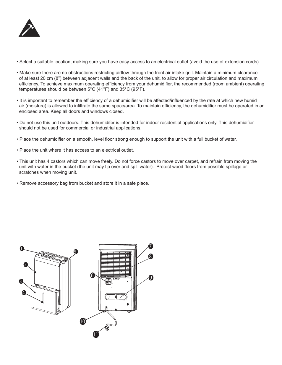 Installation instructions, Location features | Danby DDR60B3WP User Manual | Page 8 / 48