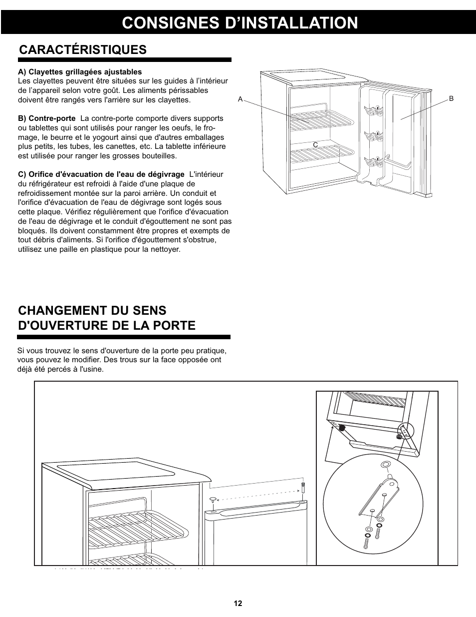 Consignes d’installation | Danby DAR017A2BDD User Manual | Page 14 / 27