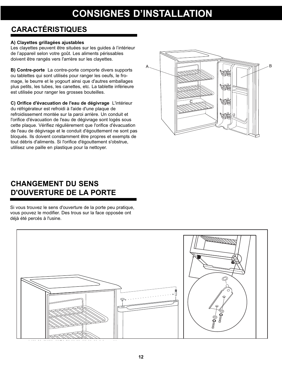 Consignes d’installation | Danby DAR026AWDD User Manual | Page 14 / 27