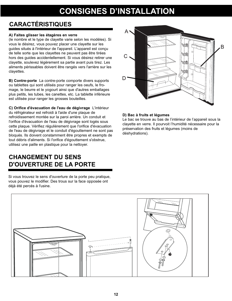 Consignes d’installation | Danby DAR044A4BSLDD User Manual | Page 14 / 27