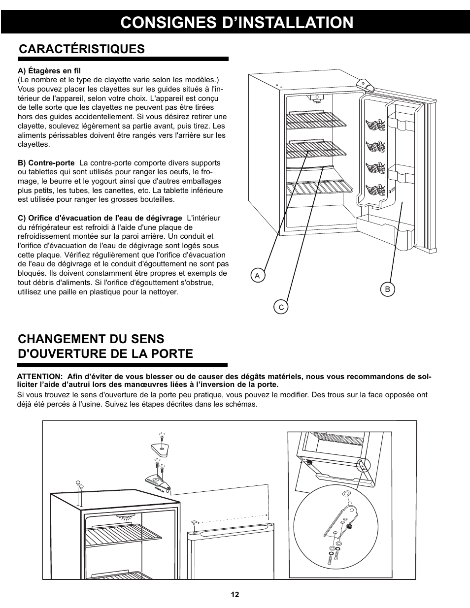 Consignes d’installation | Danby DAR044A4BDD User Manual | Page 14 / 27