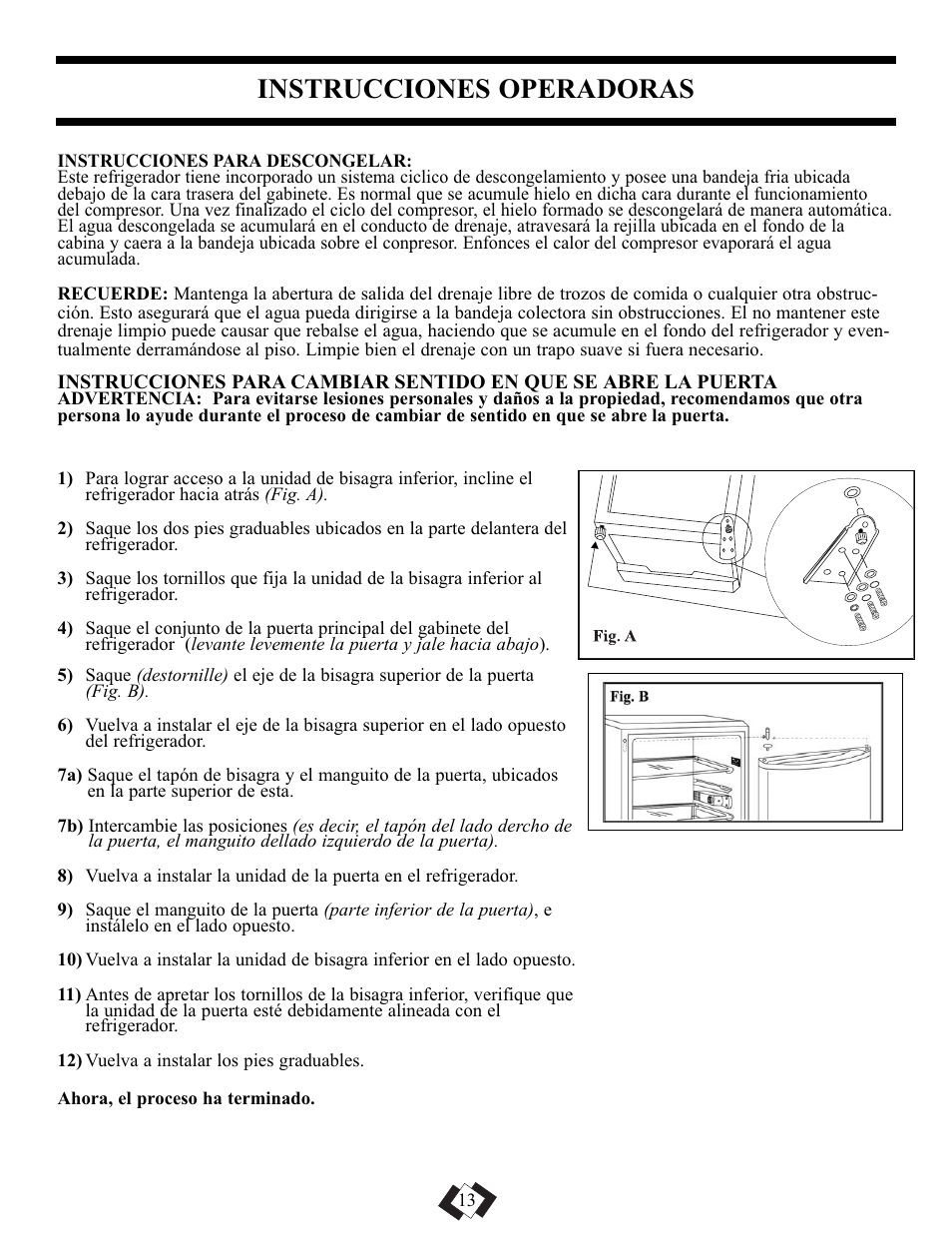 Instrucciones operadoras | Danby DAR110A1WDD User Manual | Page 15 / 18