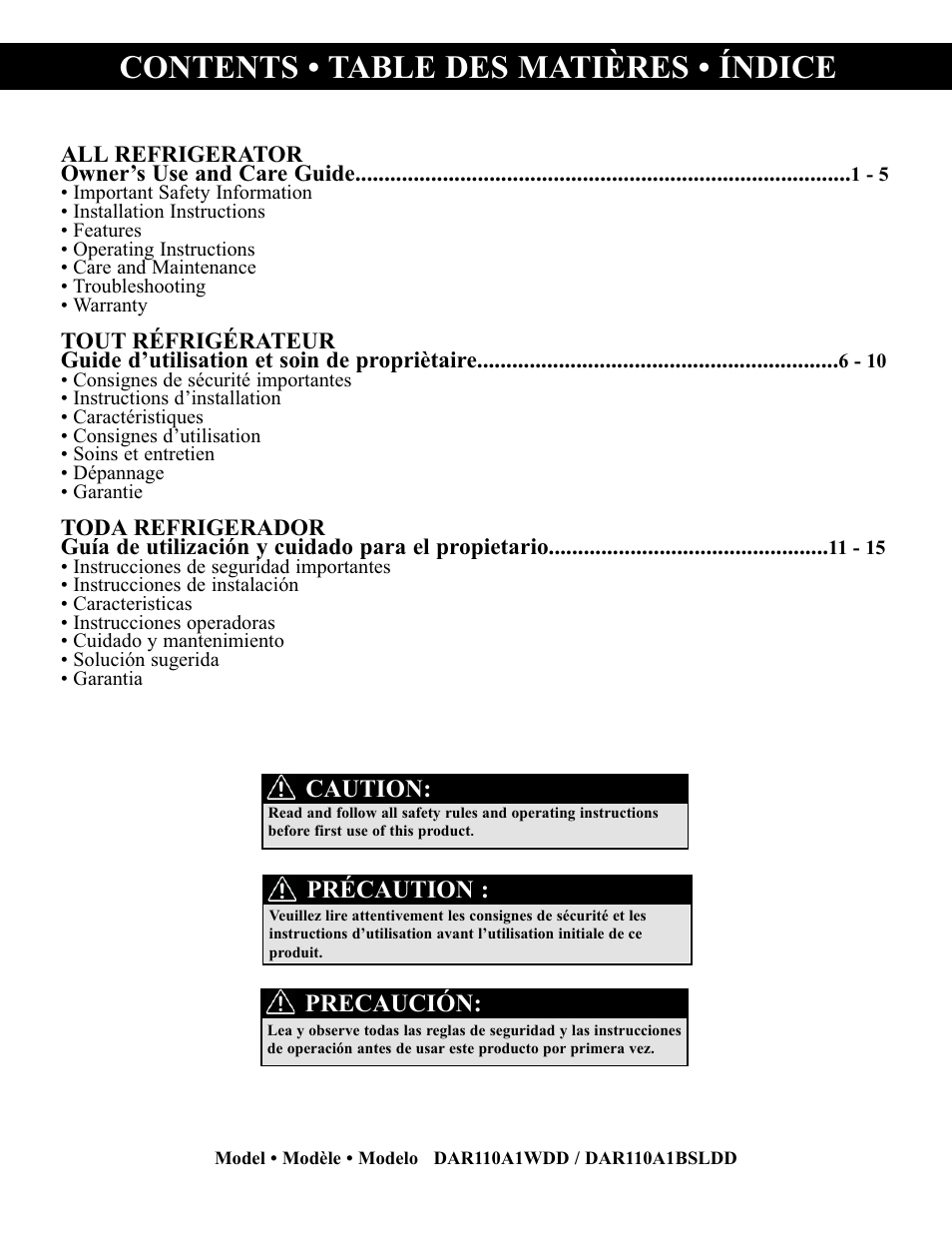 Danby DAR110A1WDD User Manual | Page 2 / 18