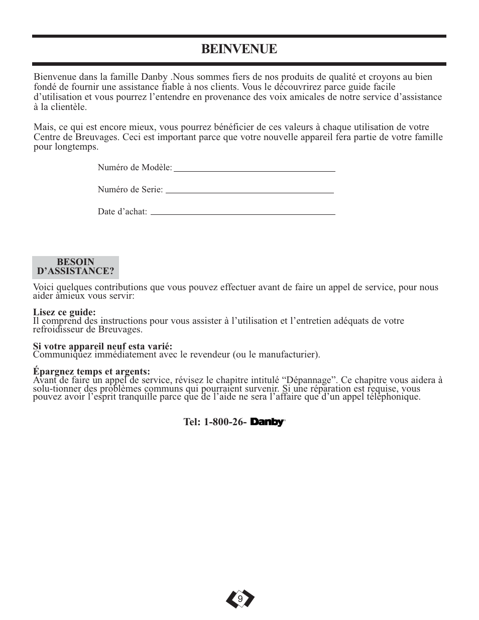 Beinvenue | Danby DBC120BLS User Manual | Page 10 / 26