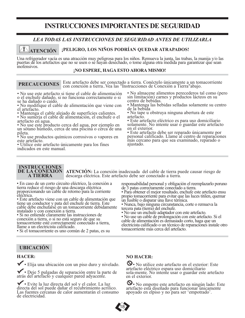 Instrucciones importantes de seguridad | Danby DBC120BLS User Manual | Page 19 / 26