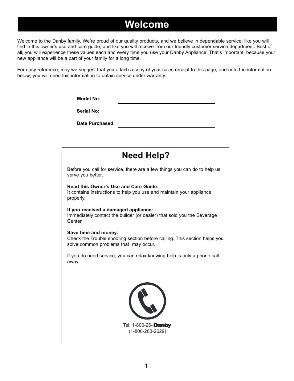 Welcome, Need help | Danby DBC434A1BSSDD User Manual | Page 3 / 33