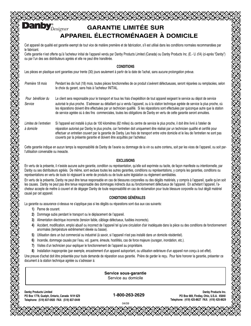 Danby DBC93BLSDD User Manual | Page 20 / 30