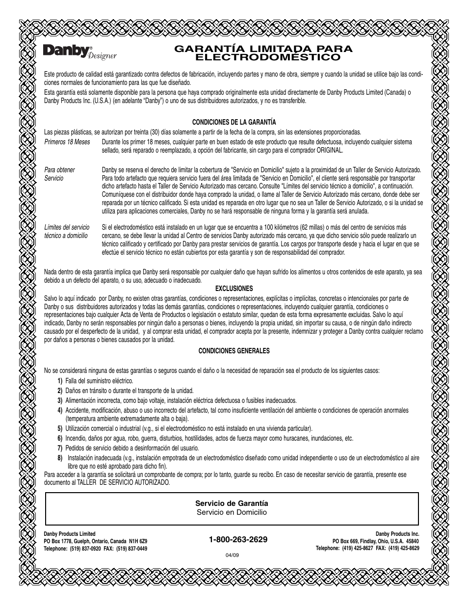 Danby DBC93BLSDD User Manual | Page 29 / 30