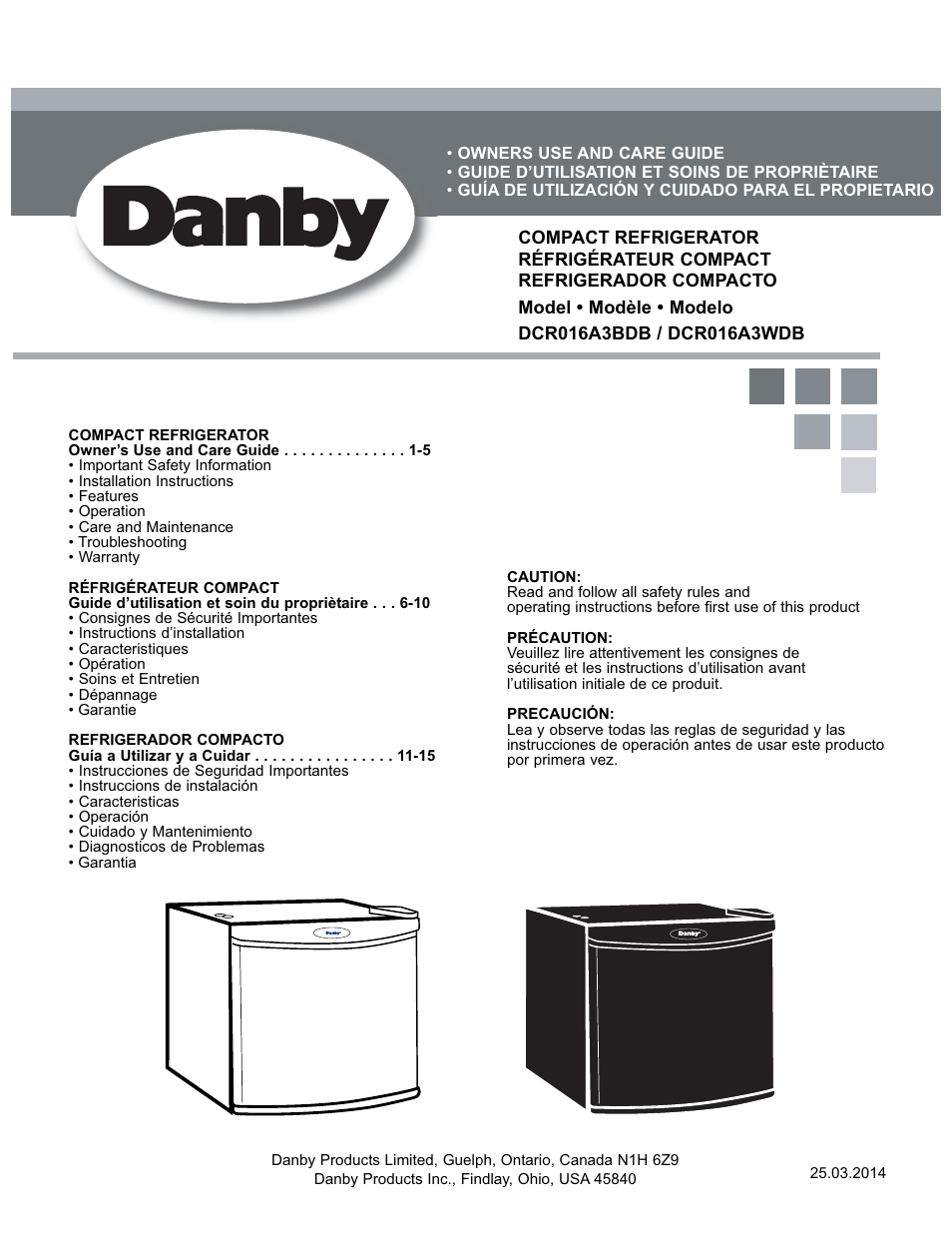 Danby DCR016A3WDB User Manual | 17 pages