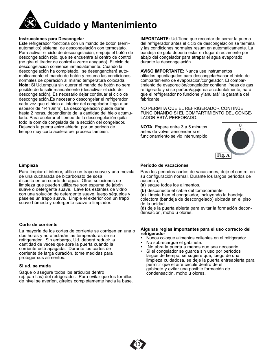 Cuidado y mantenimiento | Danby DCR016A3WDB User Manual | Page 14 / 17