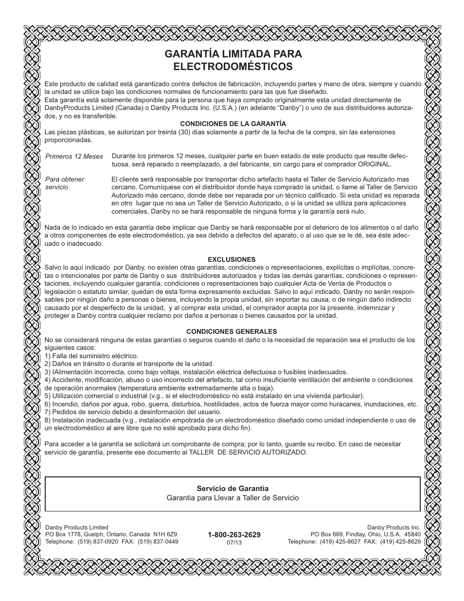 Garantía limitada para electrodomésticos, Limited in-home appliance warranty | Danby DCR016A3WDB User Manual | Page 16 / 17