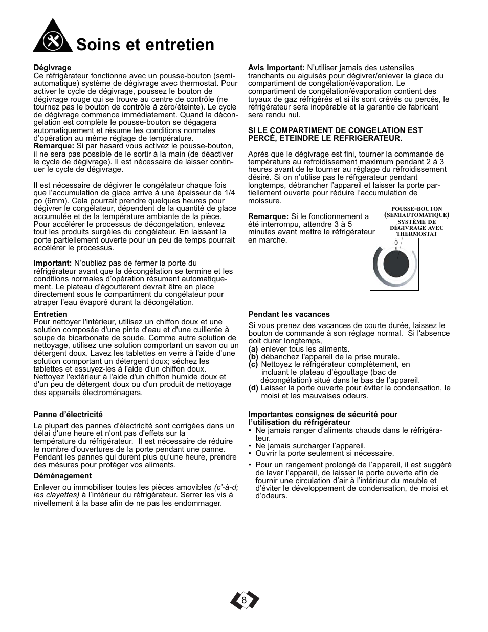 Soins et entretien | Danby DCR016A3WDB User Manual | Page 9 / 17