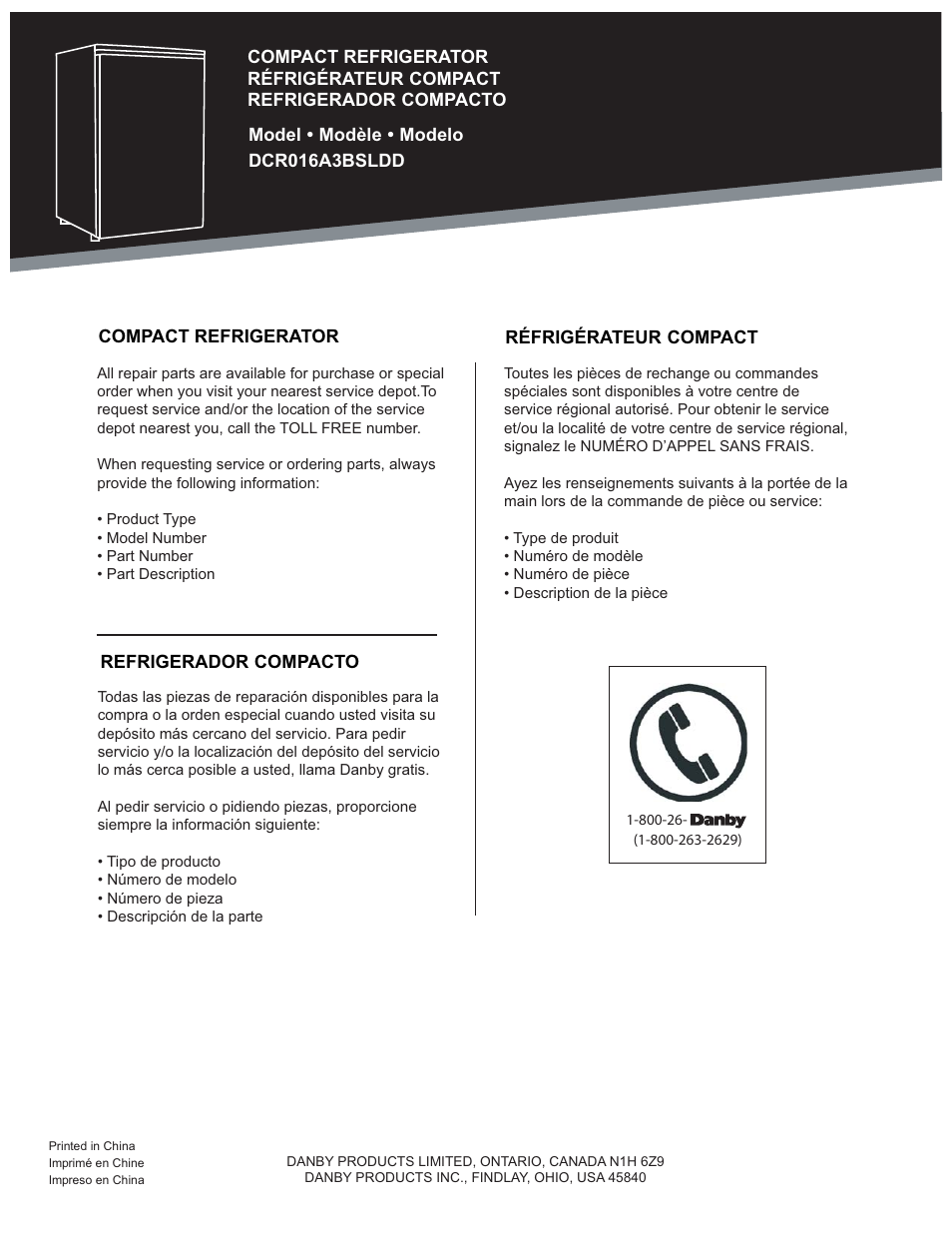 Danby DCR016A3BSLDD User Manual | Page 18 / 18