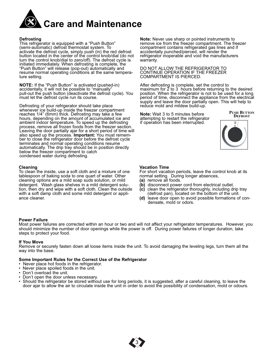 Care and maintenance | Danby DCR016A3BSLDD User Manual | Page 5 / 18