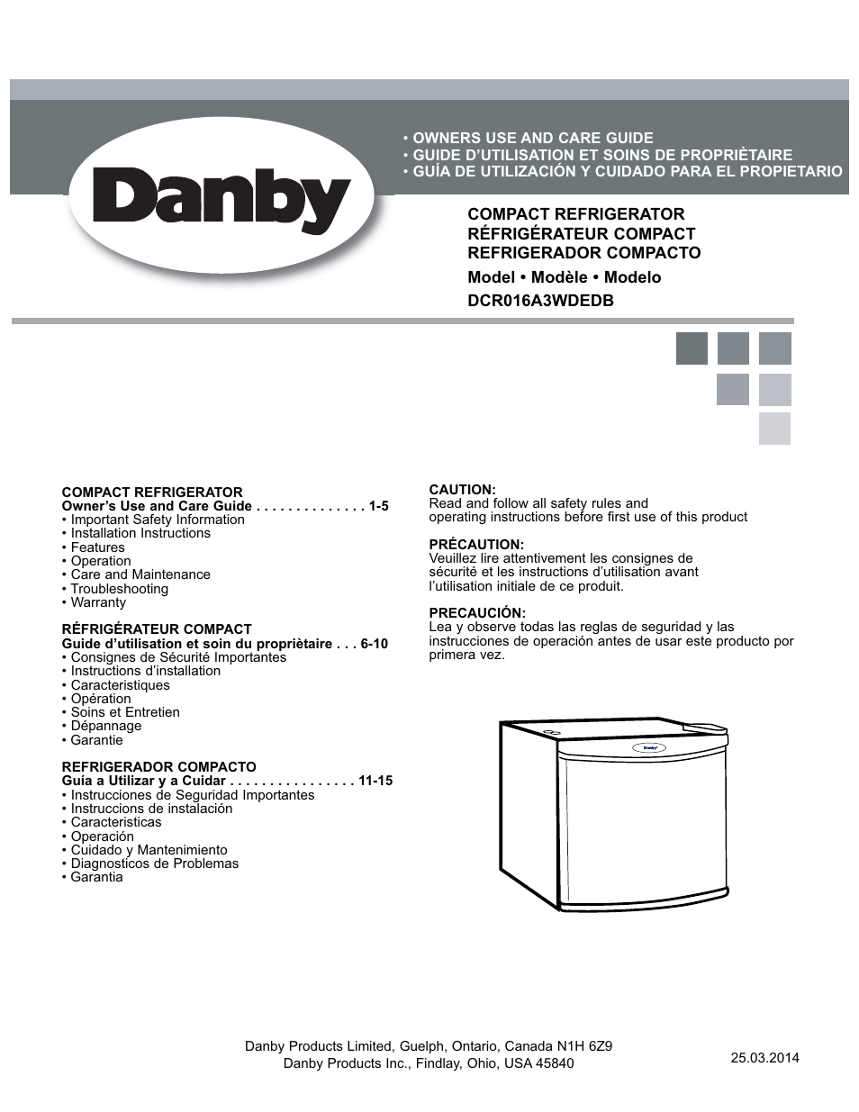 Danby DCR016A3WDEDB User Manual | 17 pages
