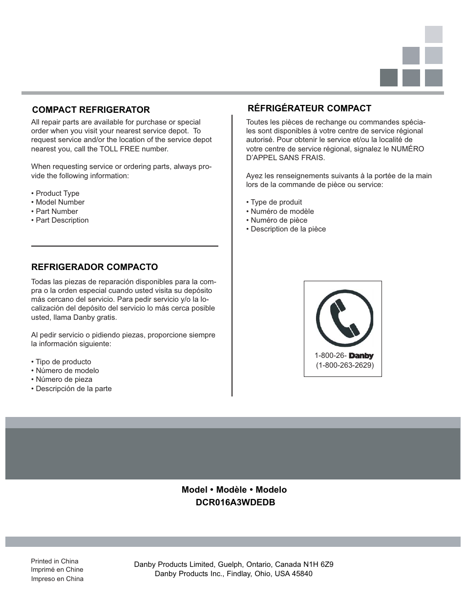 Danby DCR016A3WDEDB User Manual | Page 17 / 17