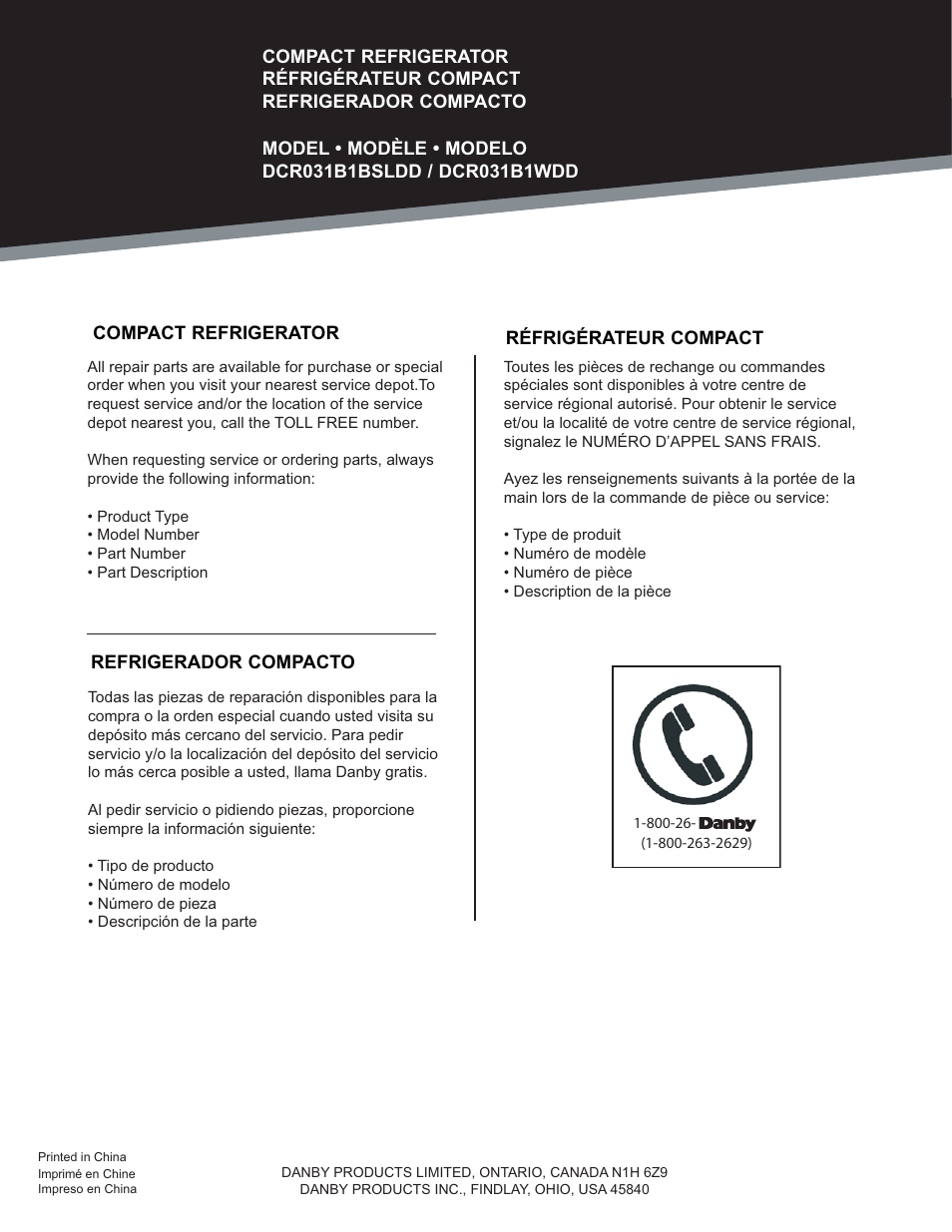 Danby DCR031B1WDD User Manual | Page 30 / 30