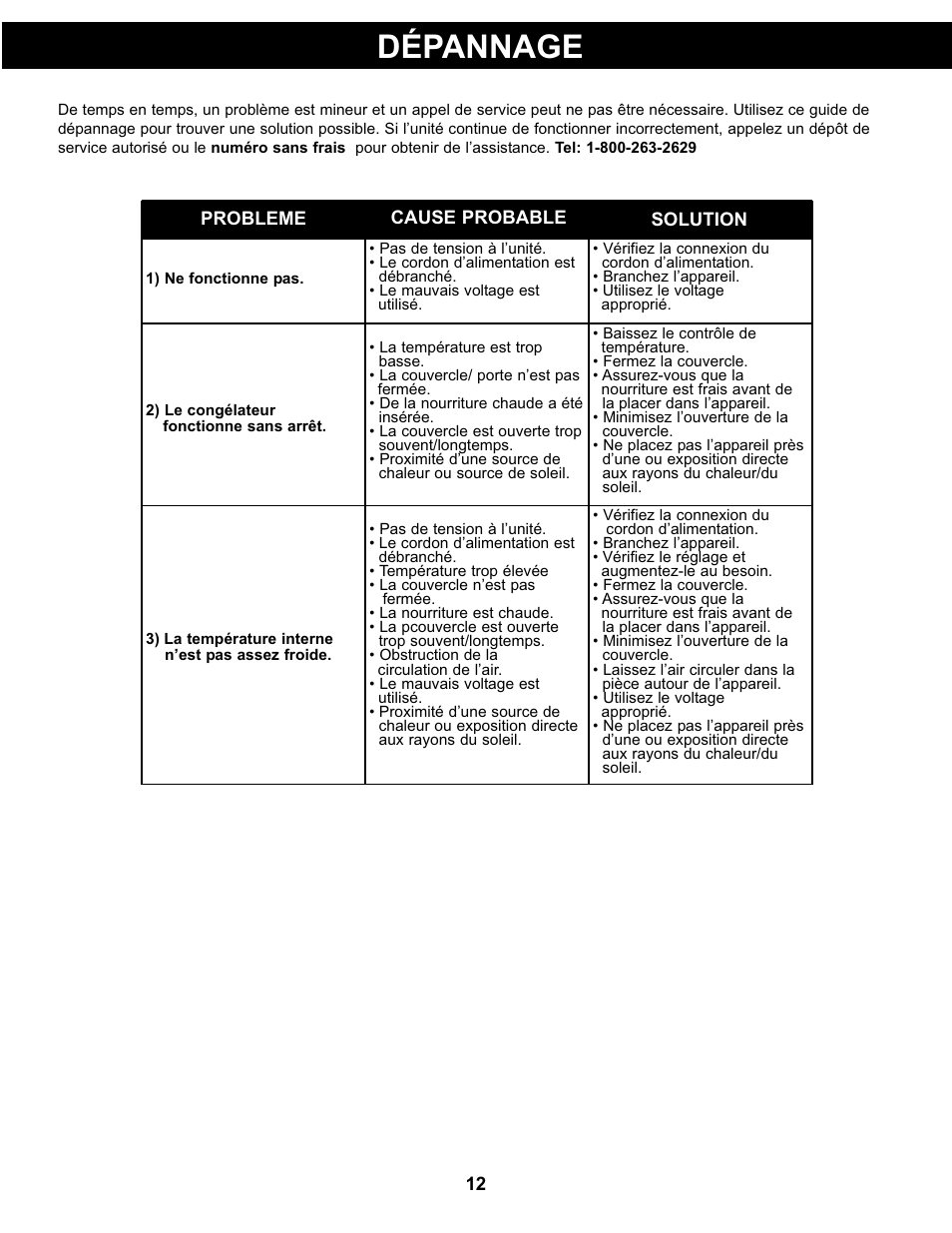 Dépannage | Danby DCR032A2WDB User Manual | Page 13 / 21