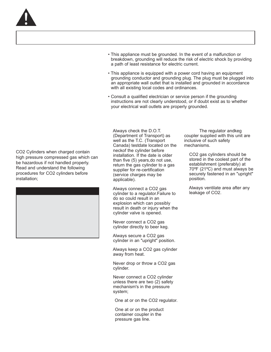 Important safety information, Grounding instructions, Warning | Warning co can be dangerous, Read and follow all safety instructions | Danby DCR033B1BDB User Manual | Page 5 / 46